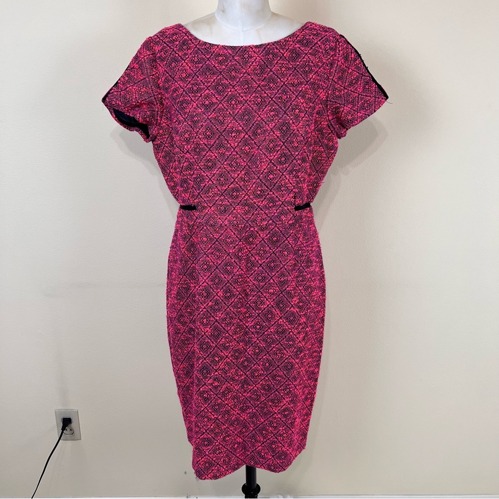 ANTONIO MELANI pink black tweed sheath dress